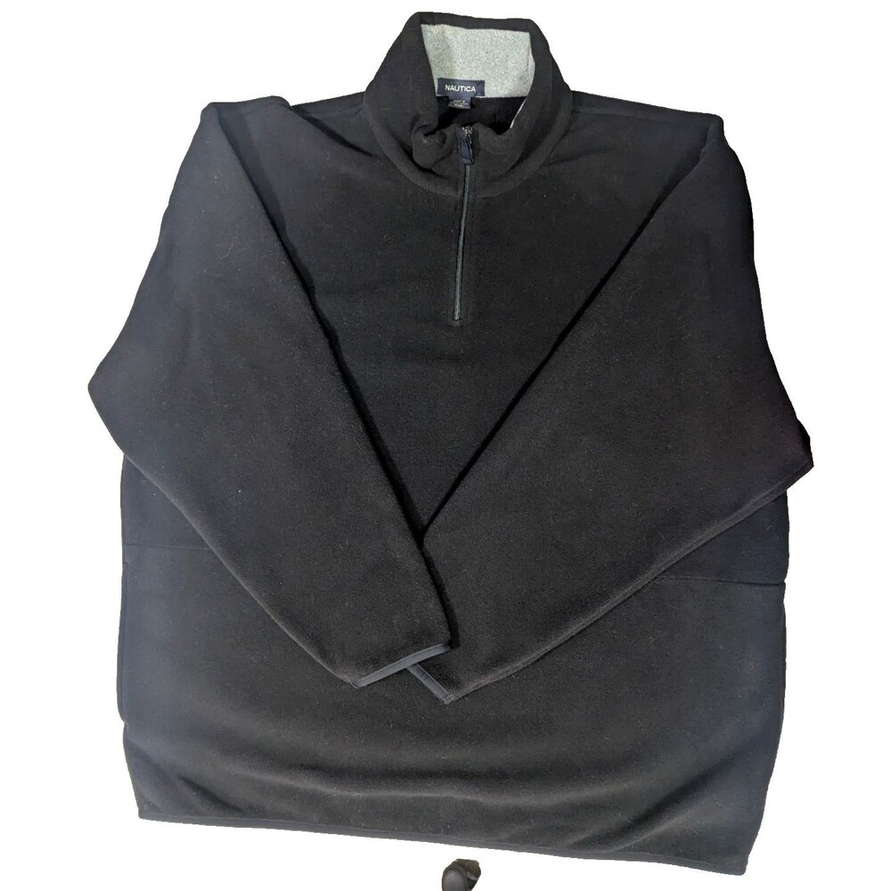 Nautica  Men's 1/4 Zip Fleece Pullover XXL Black